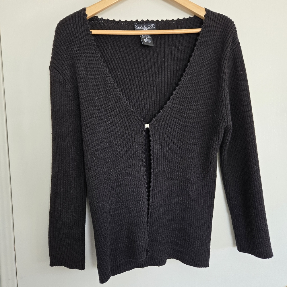 Vintage G.A.S. Co. Black Cardigan Women's L Ribbed
